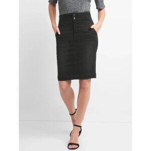 Gap black denim jean pencil corset high-waisted skirt 27 26